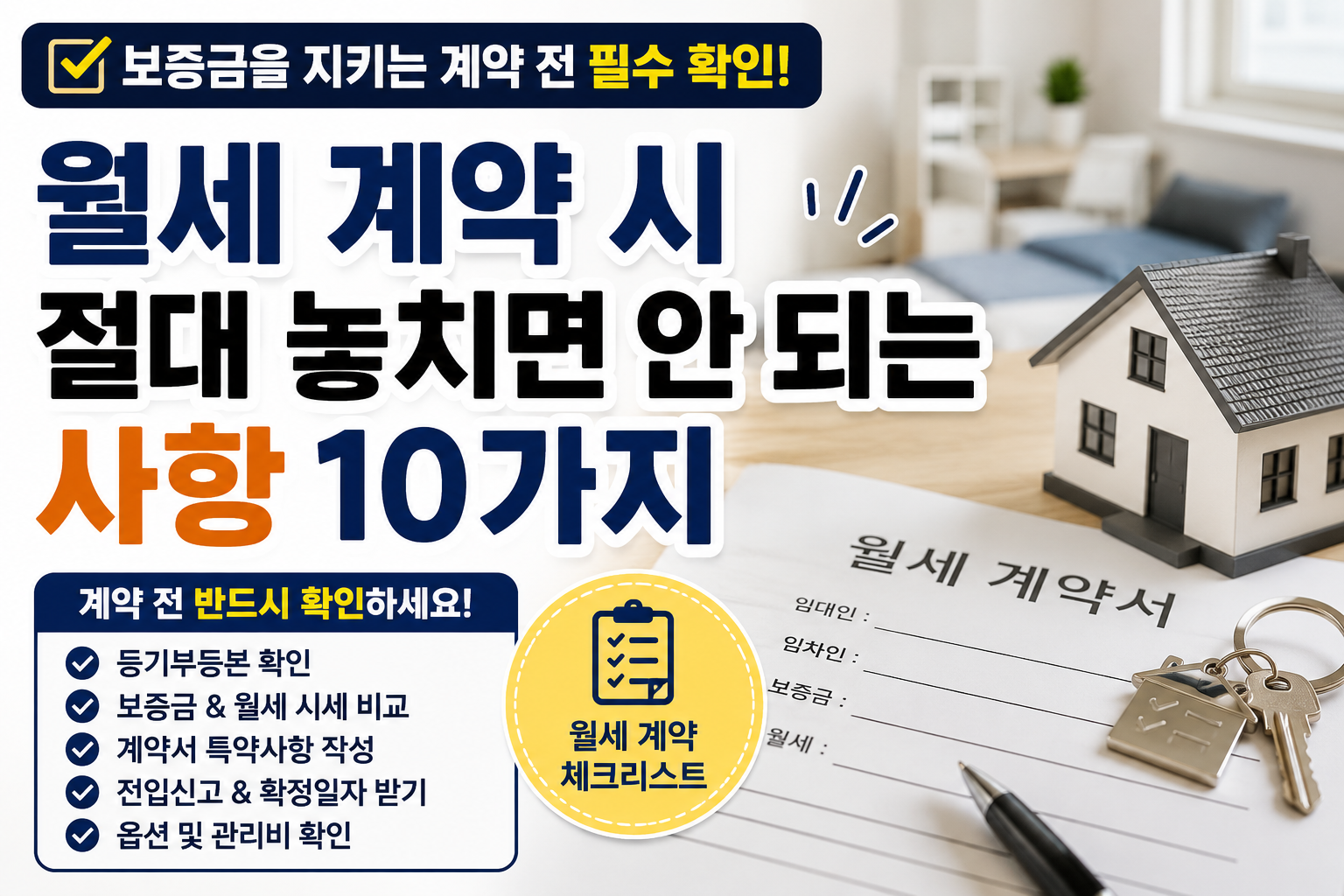 월세 계약 시 절대 놓치면 안 되는 사항 10가지